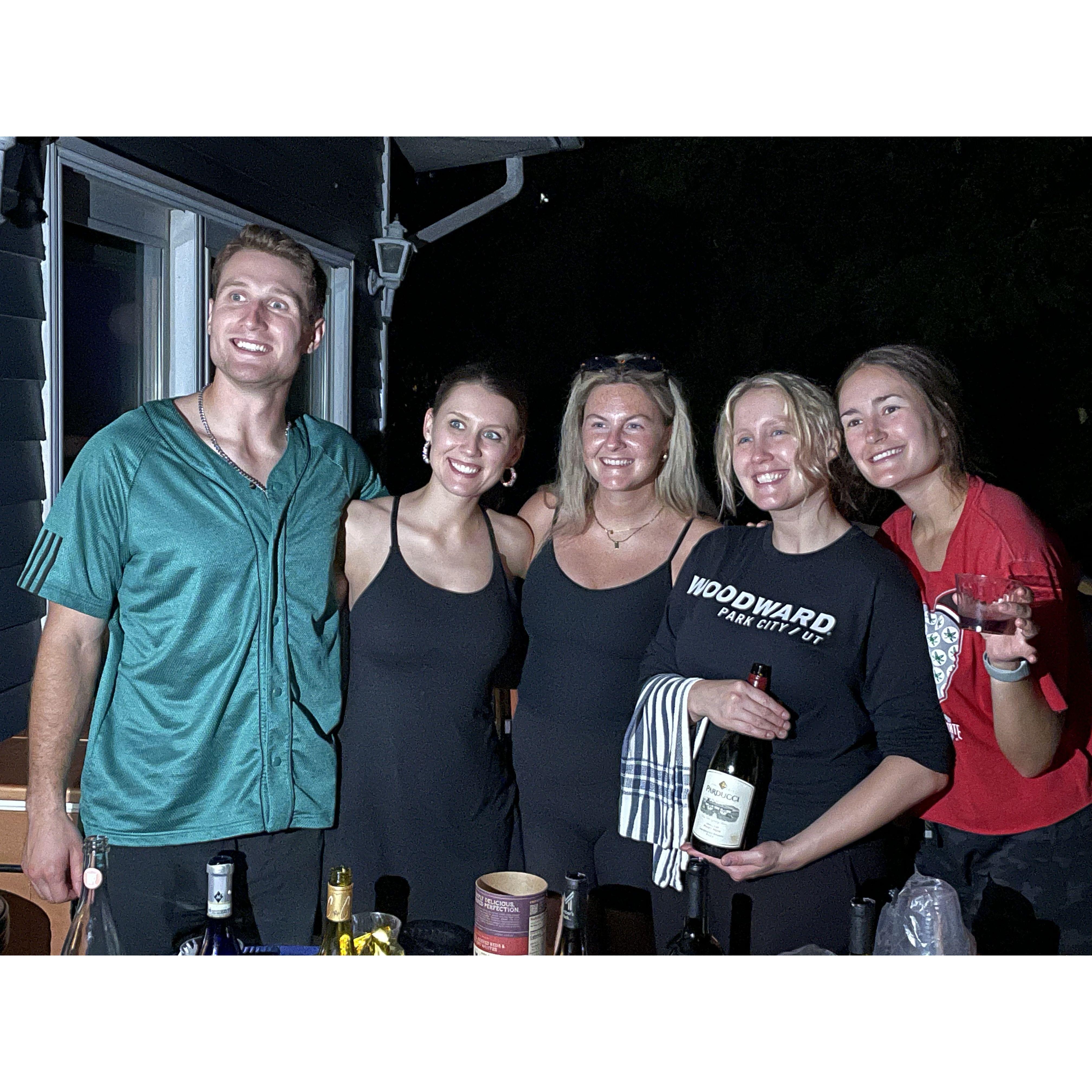 Wedding wine tasting hosted by Scott's sisters Katie and Megan Valentine, and cousin Bailee Cline at Holiday Lakes. August, 2024.