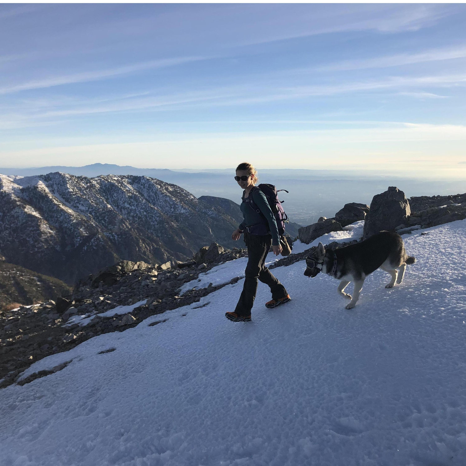 Dog and Misty adventuring on Mt. Baldy