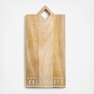 Isadore Rectangle Marble Inlay Wood Serving Board