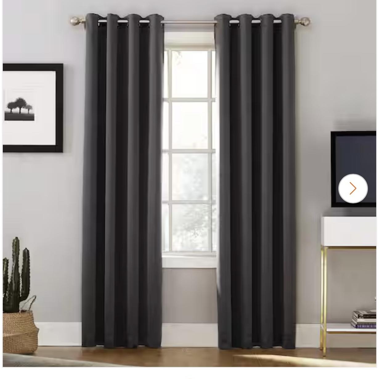 Oslo Theater Grade Coal Polyester Solid 52 in. W x 108 in. L Thermal Grommet Blackout Curtain