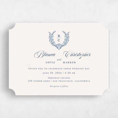 Blue Ticket Wedding Invitation - Loxley Landscape