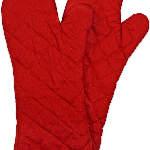 Nouvelle Legende Flame Retardant Quilted Oven Mitts, 17" Heavy-Duty Heat & Burn Protection for Kitchen, BBQ, Grilling, Lab-Tested, Flexible, Oversized, 2-Pack, Red