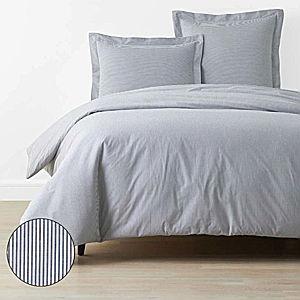 Duvet Cover - Stripe White/Blue, Size Full/Queen