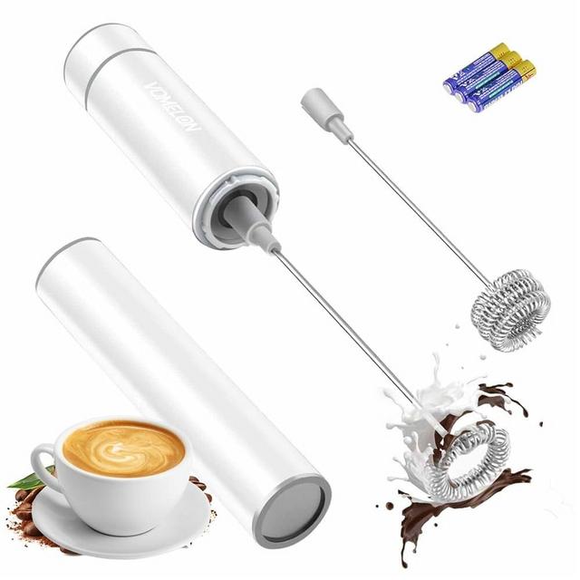 Electric Milk Frother Handheld,Travel Coffee Drink Mixer Batteries Included, 304 Stainless Steel Whisk for latte Cappuccino,Bulletproof Coffee Hot Chocolate,Egg White