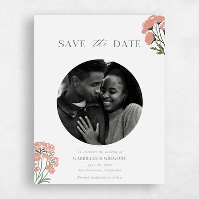 Coral, Pink Wedding Save the Date - Nelia Photo
