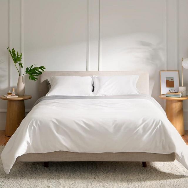 Purple PerfectStay Duvet Cover Easy to Assemble Pure White King/Cal King Three Piece 100% Cotton
