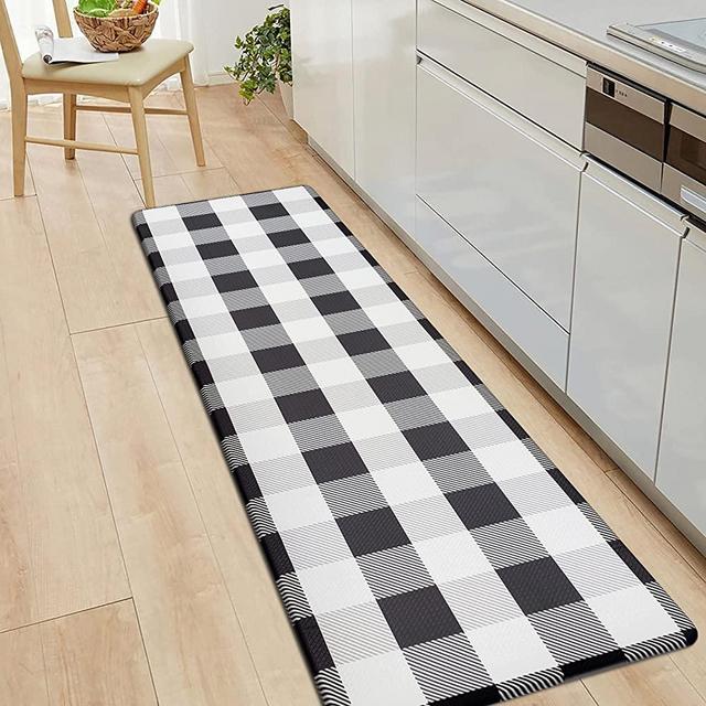 EARTHALL Kitchen Runner Cushioned Anti-Fatigue Floor Mat, 17.7"x59", Waterproof Non-Slip Buffalo Plaid Kitchen Rug Runner Ergonomic Comfort Standing Mat for Kitchen, Home, Office, Sink, Laundry, Desk