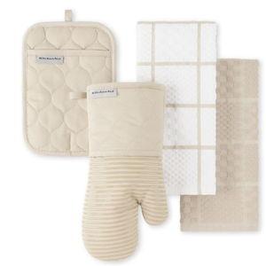 KITCHENAID Quilted Cotton Terry Cloth Oven Mitt, Pot Holder, Kitchen Towel 4-Pack Set