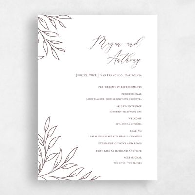 Chocolate, Brown Wedding Program - Delana