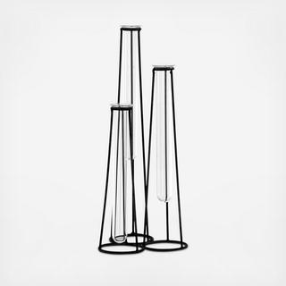 3-Piece Glass Tube Vase with Stand Set