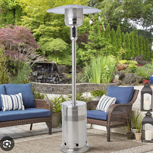 Amazon Basics 46,000 BTU Outdoor Propane Patio Heater with Wheels, Commercial & Residential, Havana Bronze, with Water Tank, 32.1 x 32.1 x 91.3 inches (LxWxH)