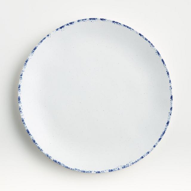Pomona White Dinner Plate with Blue Rim