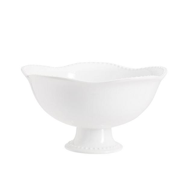 Emma Beaded Footed Serving Bowl - True White