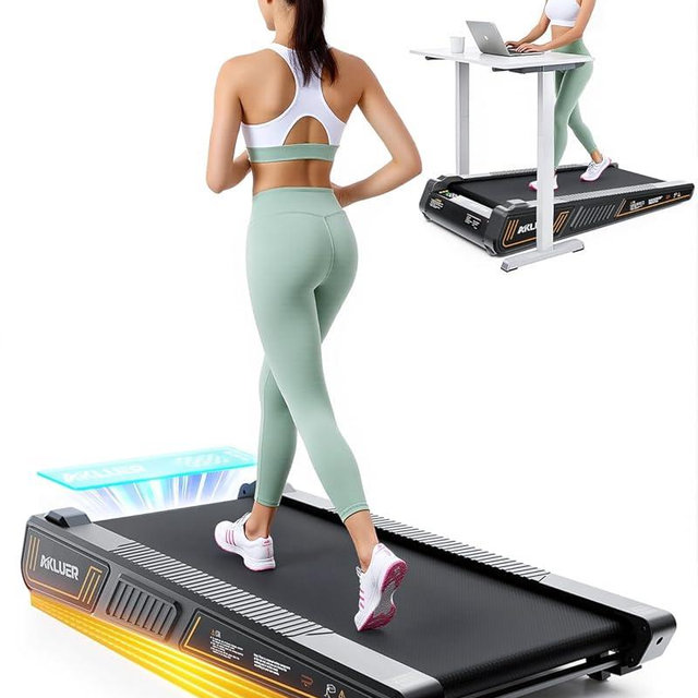 AKLUER Under Desk Treadmills for Home Small, 2.5HP Walking Pad Treadmill with Incline 330LBS Capacity, Mini & Compact Standing Desk Walking Treadmill with Adjustable Incline for Home & Office