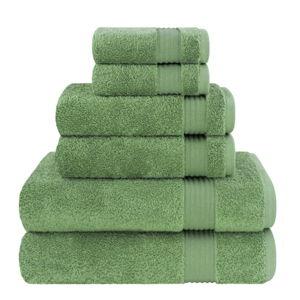 100% Cotton Turkish 6 Piece Bath Towel Set in Sage Green