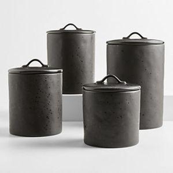Marin Large Matte Black Stoneware Canister + Reviews | Crate & Barrel