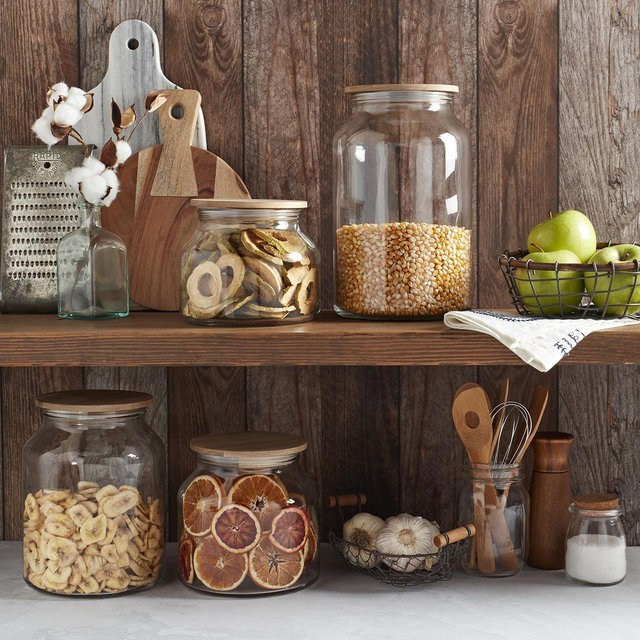 Mason Crafts & More, 4-Piece European Canister with Bamboo Lid Set | Zola