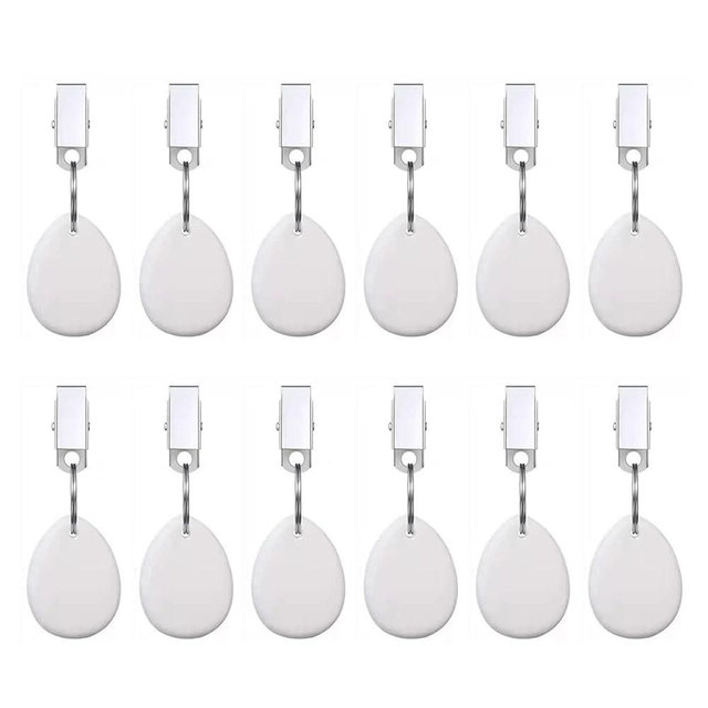 Aulufft 12 Pieces Tablecloth Weights, Teardrop Shape Stone Hangers with Metal Clip Pendants for Outdoor Picnic Family Dinner Decoration