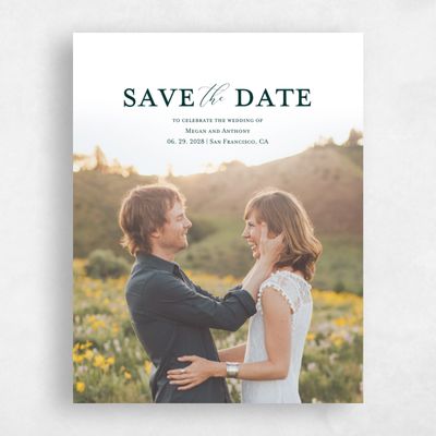 Dark Emerald, Green Wedding Save the Date - Delana Portrait