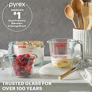 Pyrex Essentials (3-Pack) Glass Measuring Cups Set, (1, 2 & 4 Cup) Measuring Cups For Prepping, Baking and Cooking, Preheated Oven, Dishwasher, Freezer, and Microwave Safe