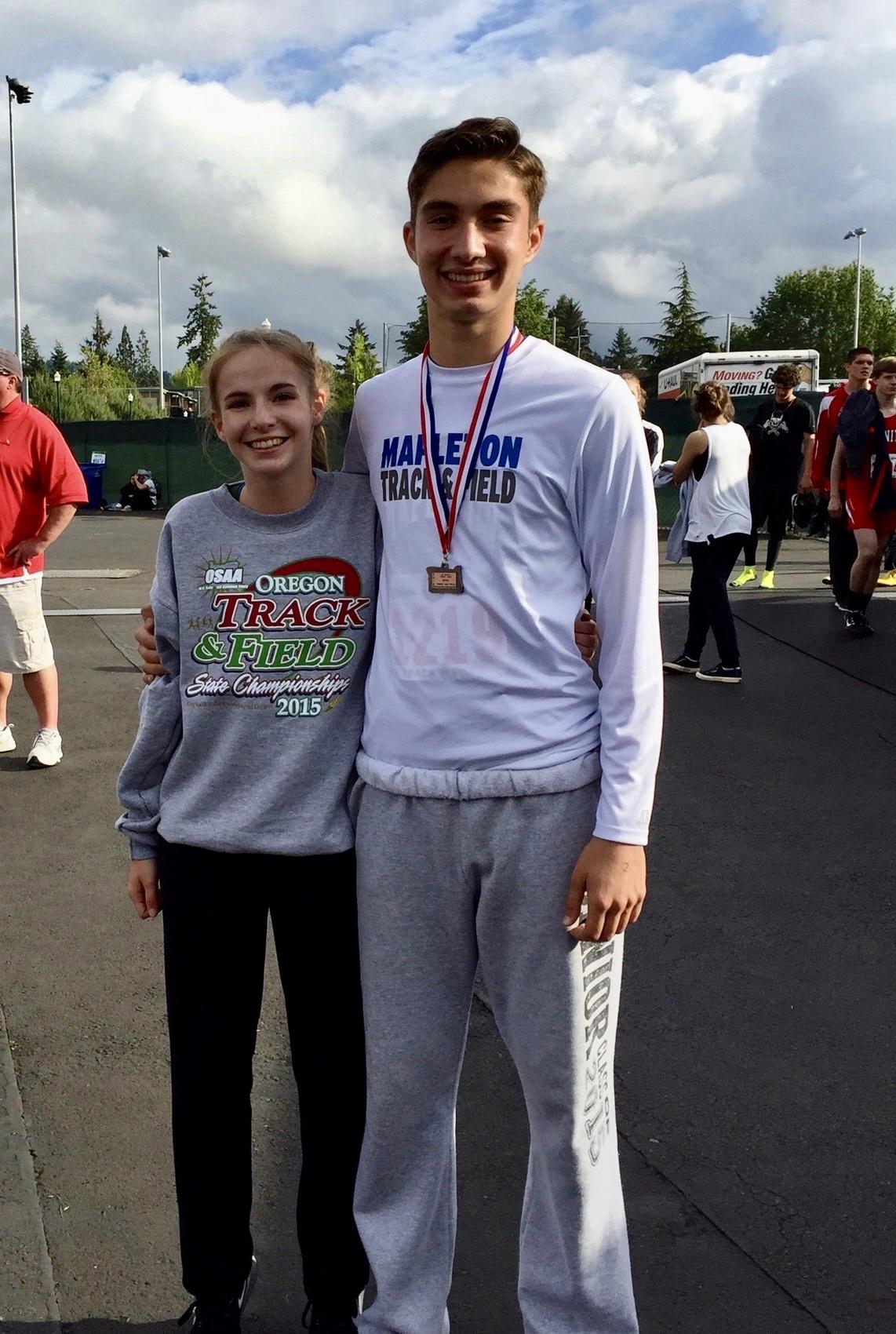 Chris and Taylor made it official during their state track meet at Hayward Field. Chris wrote, "Will you go out with me?" in the sand of the triple jump pit.