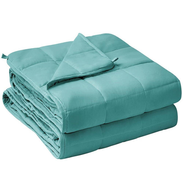 yescool Weighted Blanket for Adults (12 lbs, 48" x 72", Green) Cooling Heavy Blanket for Sleeping Perfect for 110-130 lbs, Twin Size Breathable Blanket with Premium Glass Bead, Machine Washable