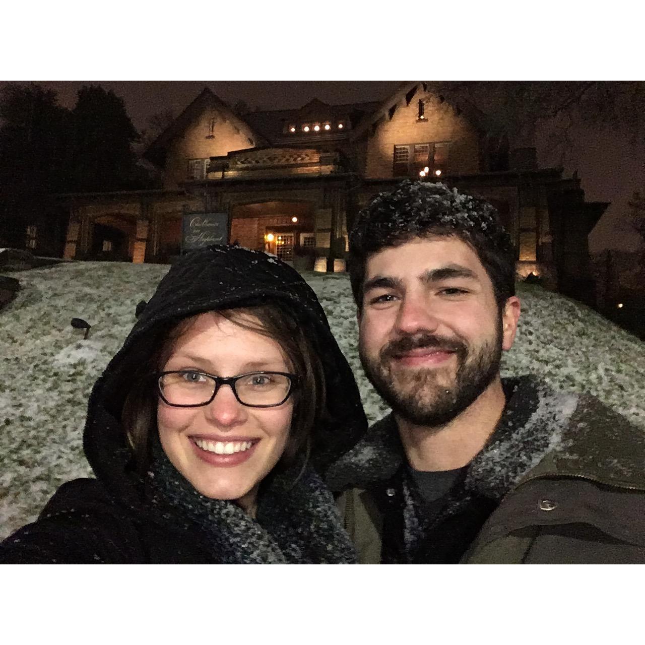 Our very first snow day together! Who knew we'd be getting married at this same spot two years later?!
