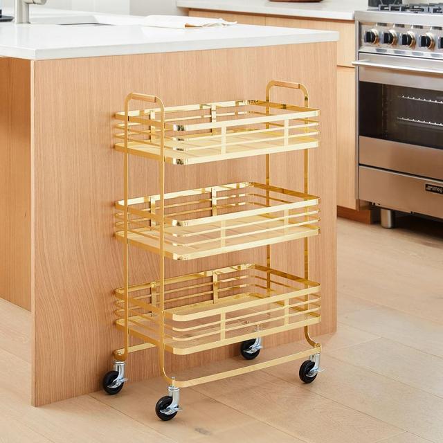 Metal 3 Tier Cart, Soft Brass