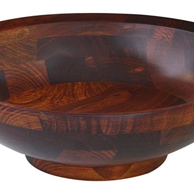 Mountain Woods Cherry Finish Footed Bevelled Rim Wood Serving Bowl for Fruits or Salads | Decorative Bowl | Perfect for Gift - 15"x 5"