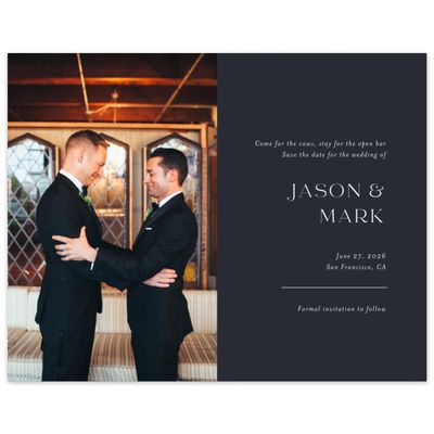 Black Modern Wedding Digital Save the Date - Corao Photo