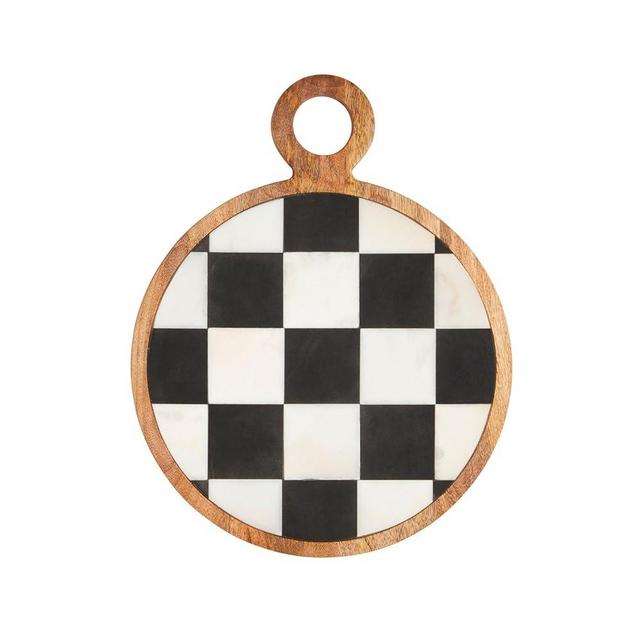 Mud Pie Checkered Wood Board, 15 1/2" x 12"
