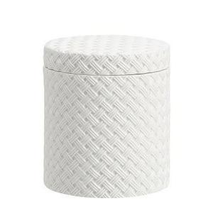Porcelain Basketweave Accessories, Small Canister, White