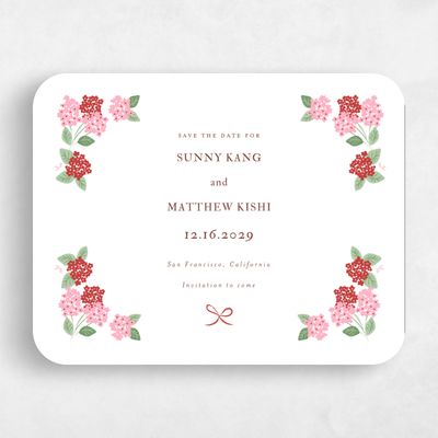 Red Rounded Wedding Save the Date - Campanule Landscape