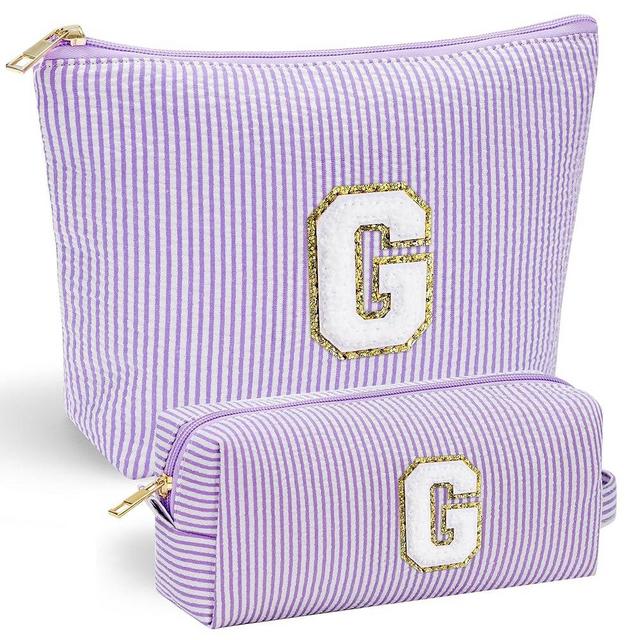 YOOLIFE Birthday Gifts for Women - Personalized Cute Purple Initial Cosmetic Makeup Pouch Make Up Toiletry Bag for Her Mom Teacher Friend Girlfriend Wife Birthday Gifts 21st Birthday Gifts G