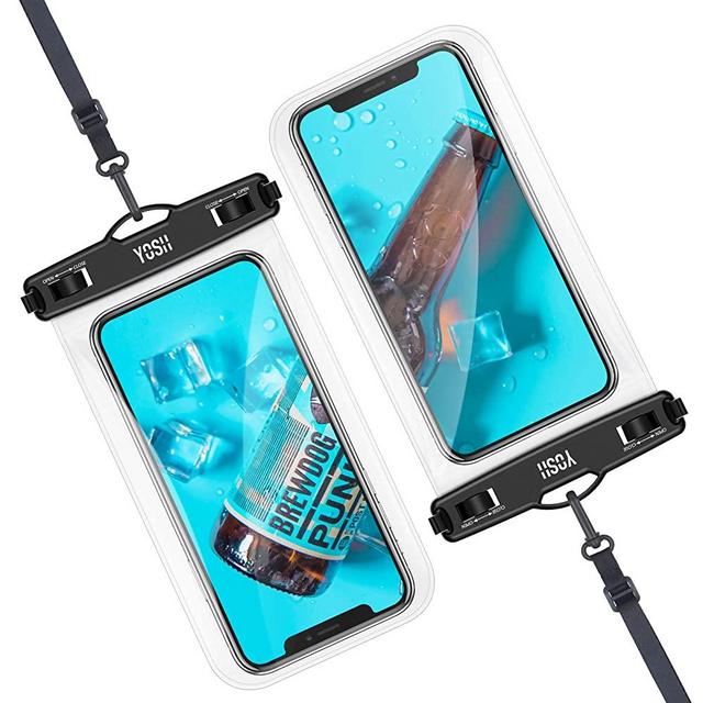 YOSH Floatable Waterproof Phone Case, TPU 7.5 Inch Cell Phone Pouch with Floating Airbag for Swimming Raining Bath Compatible for iPhone 12 11 Pro Max XR XS X 8 7 SE Samsung S21 Pixel & More [2-Pack]