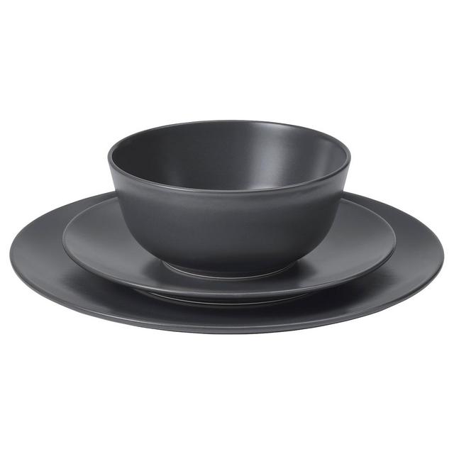 DINERA 18-piece dinnerware set, dark gray