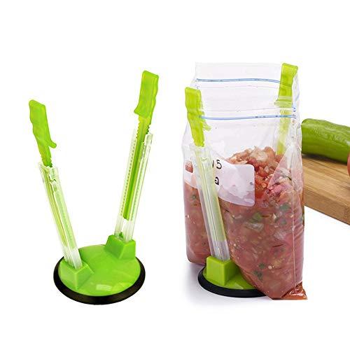 KACAGA Baggy Rack, 2 Pack Clip Food Storage Bag Racks Green Onto Holder Sandwich Bag Racks Ideal Plastic Kitchen Gadget Well Sealable Bag Holder for Ziploc Bags