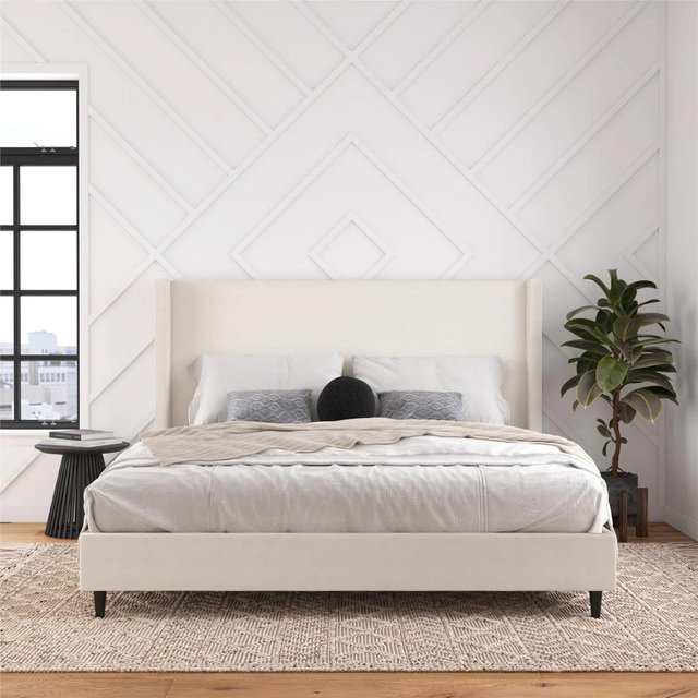 Ana King Upholstered Wingback Bed