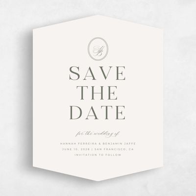 Green Diamond Wedding Save the Date - St Anne Type