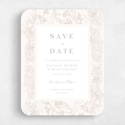 Beige Rounded Wedding Save the Date - Corentine Portrait