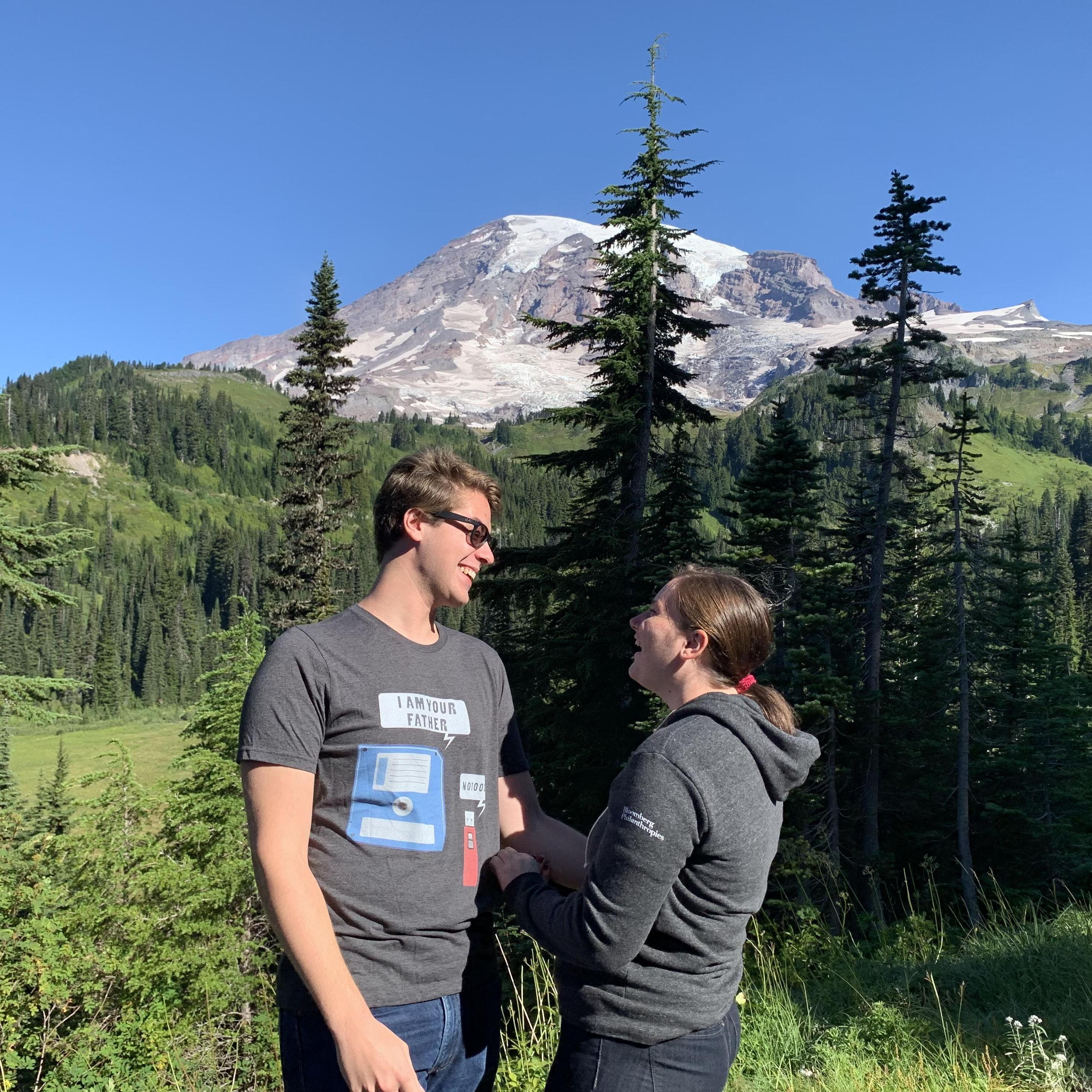 Hiking a path around Mt Rainier.
