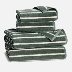 Striped Botanical Green | Turkish Cotton Bath Towel Bundle