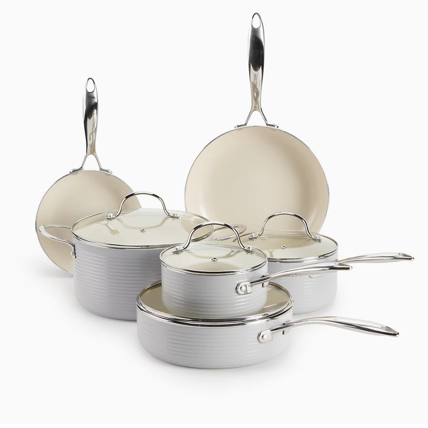 Food Network Light Grey Farmstead 10-pc. Nonstick Ceramic Cookware Set
