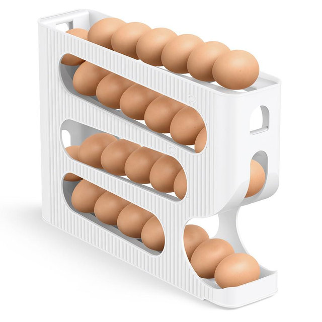 Egg Holder for Fridge, Automatic Rolling Egg Dispenser for Refrigerator, Countertop, Kitchen - Space-saving Egg Roller/Organizer/Storage/Container/Tray for Fridge - 1 Pack for 28 Large Size Eggs