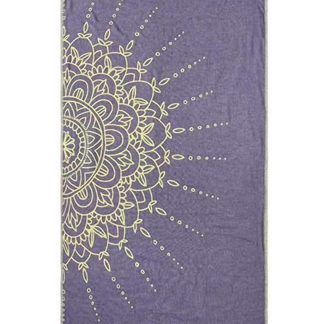 Sand Cloud Large Turkish Beach Towel - Peshtemal Cotton - Great for Beach Bath or as a Blanket - As Seen on Shark Tank - Flower Mandala Grape