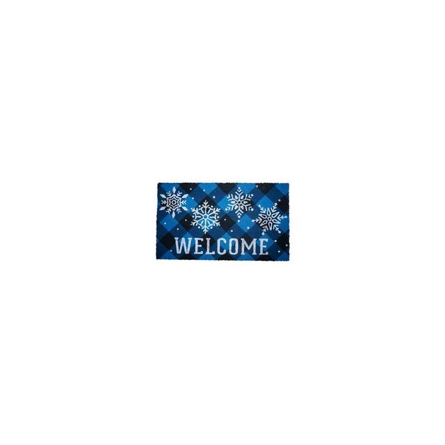 Briarwood Lane Checkered Snowflakes Winter Natural Fiber Coir Doormat Welcome 30" x 18"