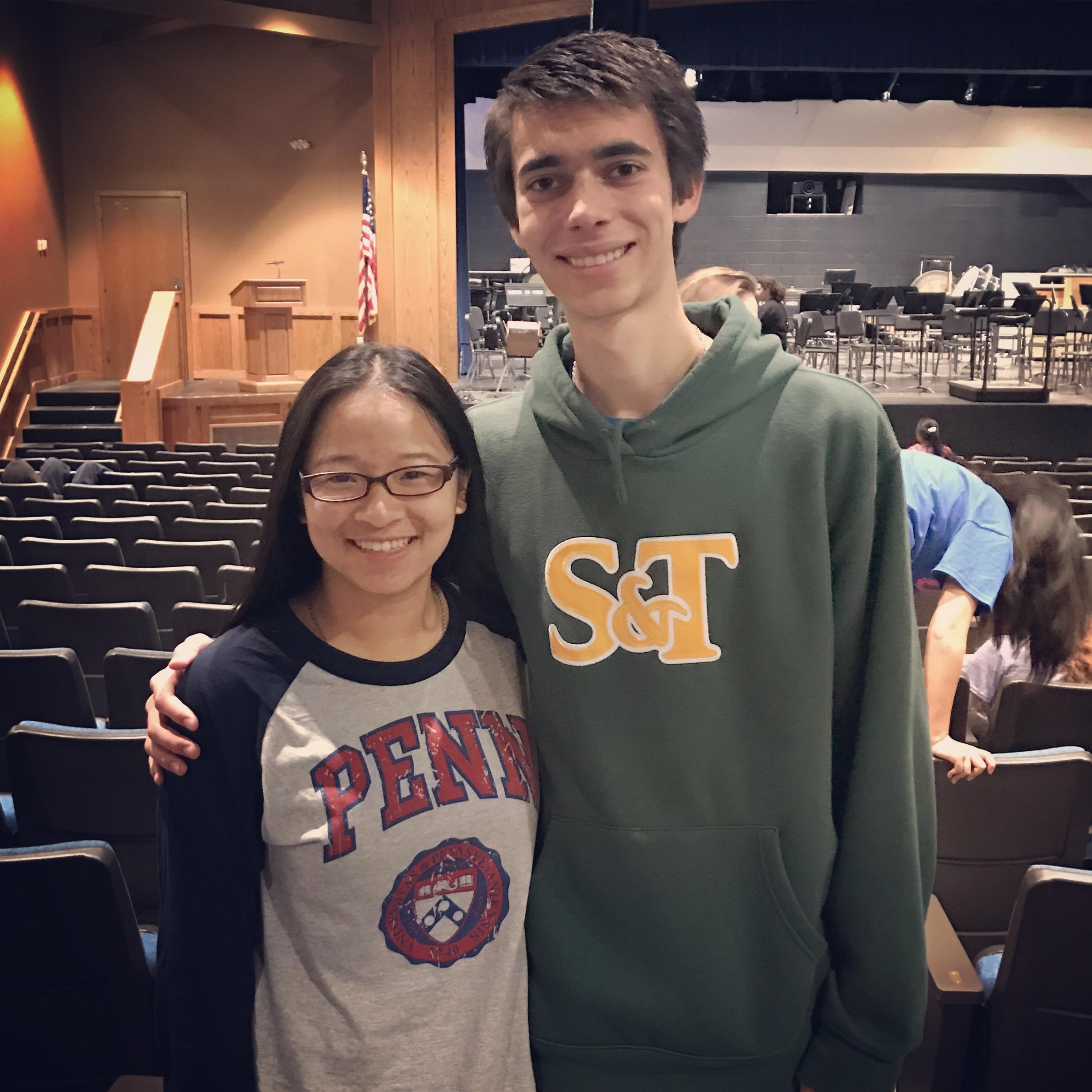 5/4/17 - Repping our college clothes a few weeks from high school graduation.