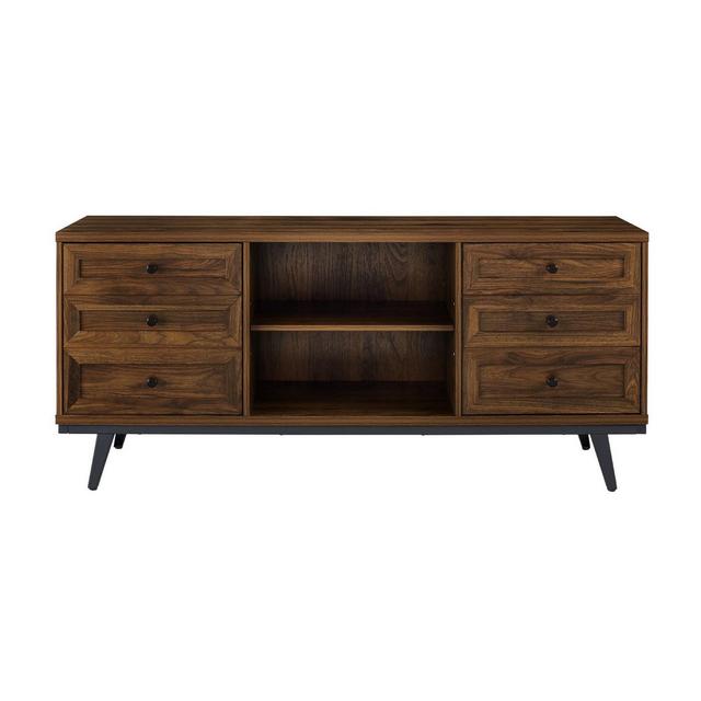 Katherine Modern Industrial Faux Drawer 2 Door TV Stand for TVs up to 65" Dark Walnut - Saracina Home
