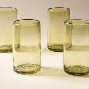 Recycled Handblown Glassware, Peridot, set of 4