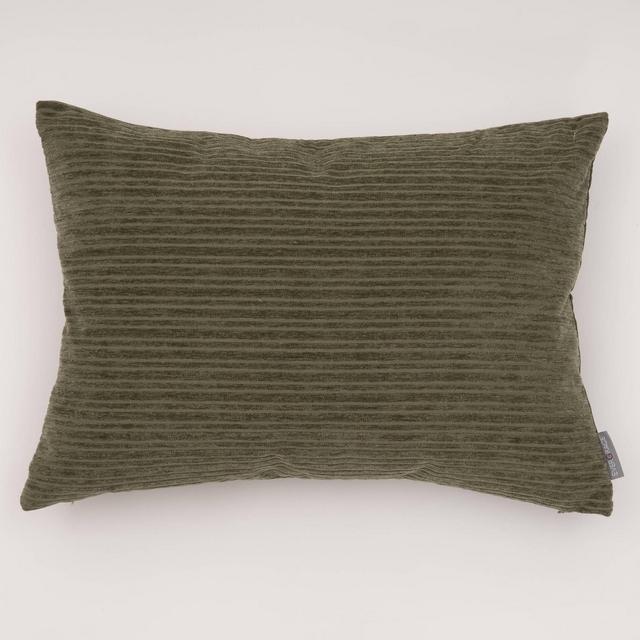 14"x20" Oversize Opulence Woven Striped Lumbar Throw Pillow Green - Evergrace